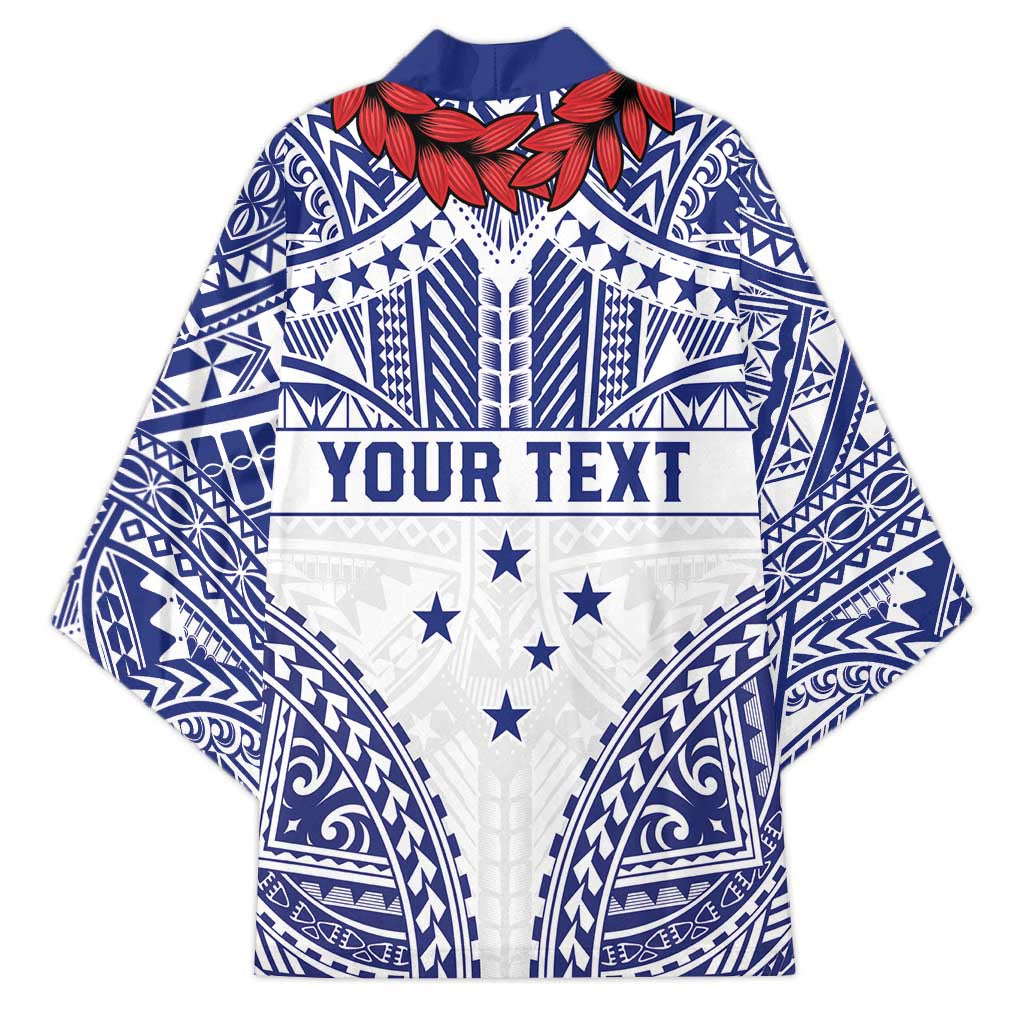Personalised Toa Samoa Rugby Spirit Kimono White Samoan Tribal Pattern - Polynesian Pride