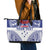 Personalised Toa Samoa Rugby Spirit Leather Tote Bag White Samoan Tribal Pattern - Polynesian Pride