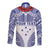 Personalised Toa Samoa Rugby Spirit Long Sleeve Button Shirt White Samoan Tribal Pattern - Polynesian Pride