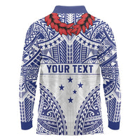 Personalised Toa Samoa Rugby Spirit Long Sleeve Polo Shirt White Samoan Tribal Pattern LT9 - Polynesian Pride