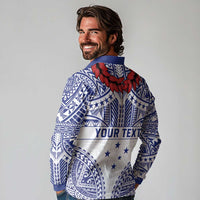 Personalised Toa Samoa Rugby Spirit Long Sleeve Polo Shirt White Samoan Tribal Pattern LT9 - Polynesian Pride
