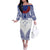 Personalised Toa Samoa Rugby Spirit Off The Shoulder Long Sleeve Dress White Samoan Tribal Pattern - Polynesian Pride