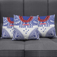 Personalised Toa Samoa Rugby Spirit Pillow Cover White Samoan Tribal Pattern - Polynesian Pride