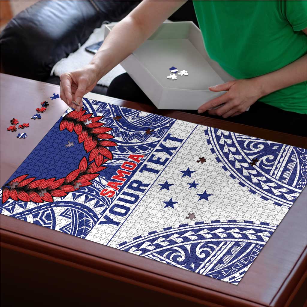 Personalised Toa Samoa Rugby Spirit Puzzle White Samoan Tribal Pattern - Polynesian Pride