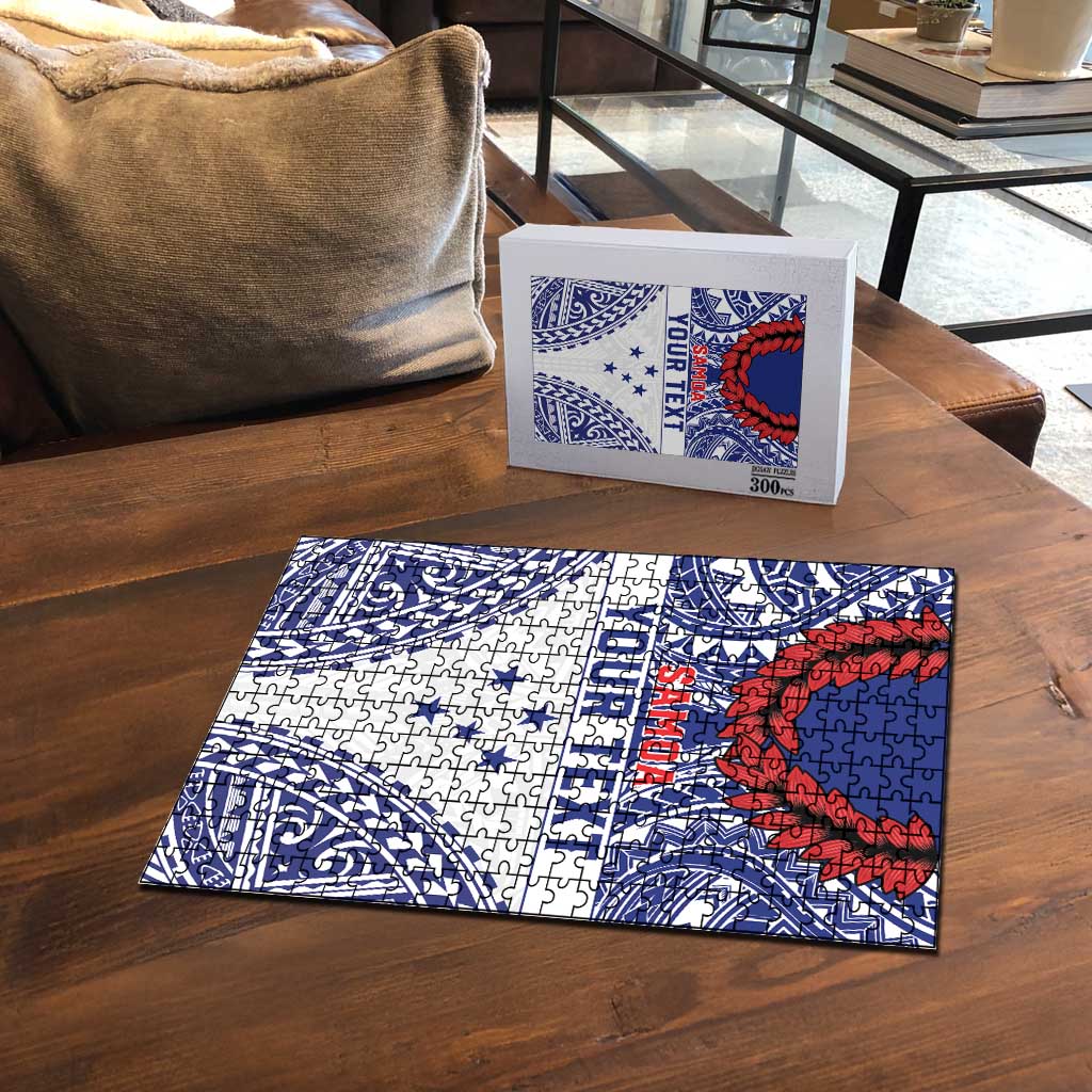 Personalised Toa Samoa Rugby Spirit Puzzle White Samoan Tribal Pattern - Polynesian Pride