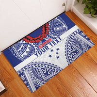 Personalised Toa Samoa Rugby Spirit Rubber Doormat White Samoan Tribal Pattern - Polynesian Pride
