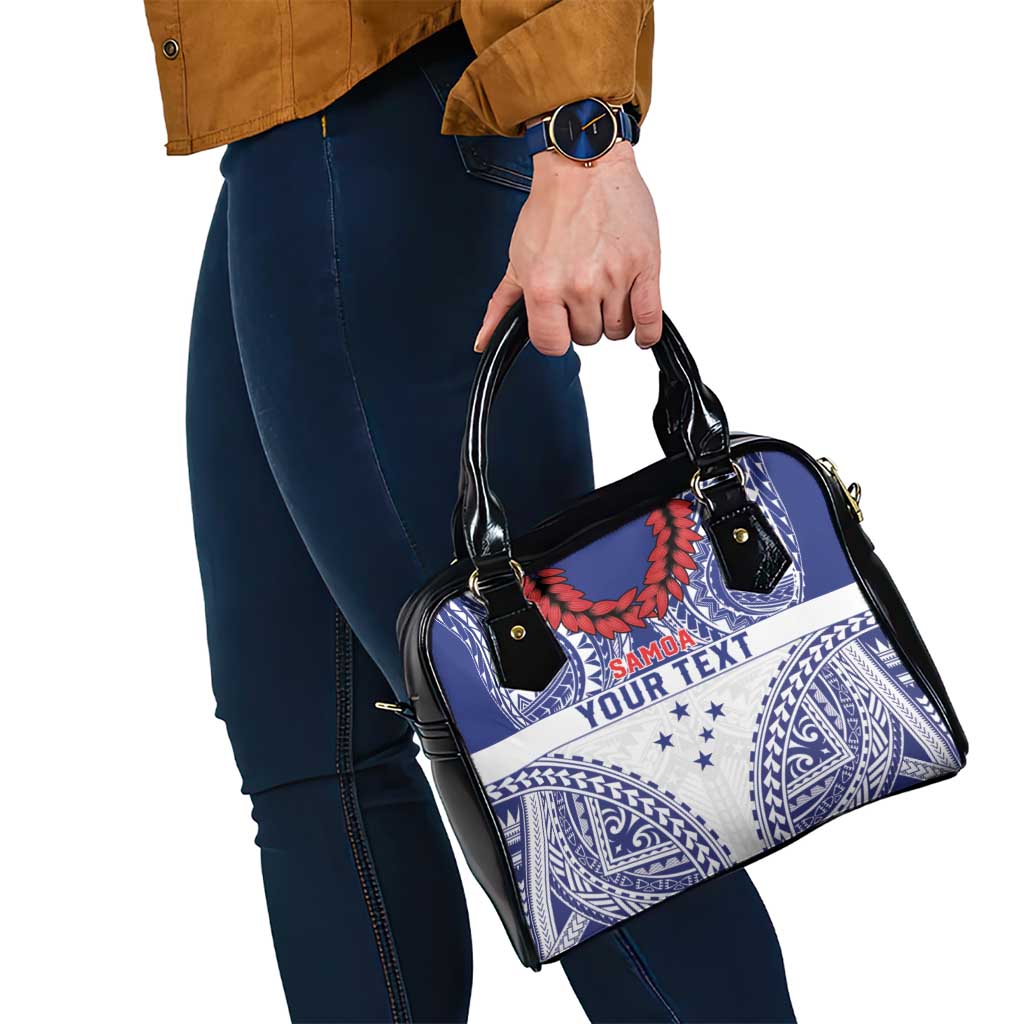 Personalised Toa Samoa Rugby Spirit Shoulder Handbag White Samoan Tribal Pattern - Polynesian Pride