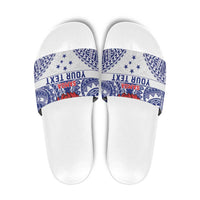 Personalised Toa Samoa Rugby Spirit Slide Sandals White Samoan Tribal Pattern - Polynesian Pride