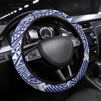 Toa Samoa Rugby Spirit Steering Wheel Cover White Samoan Tribal Pattern LT9 Universal Fit White - Polynesian Pride