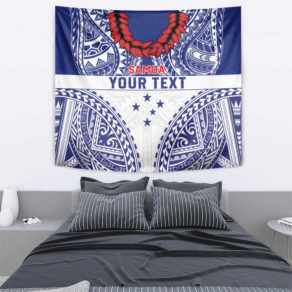 Personalised Toa Samoa Rugby Spirit Tapestry White Samoan Tribal Pattern - Polynesian Pride