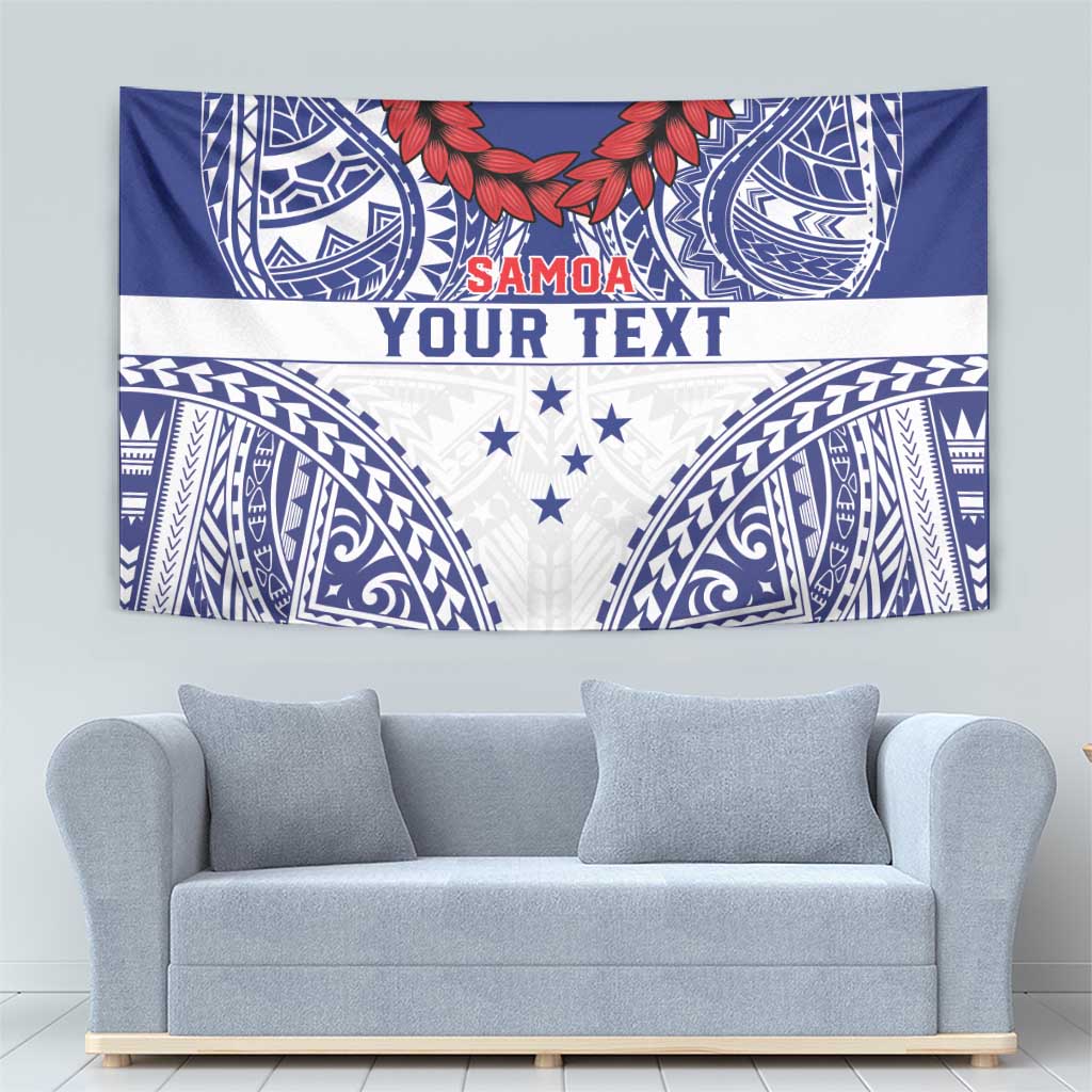 Personalised Toa Samoa Rugby Spirit Tapestry White Samoan Tribal Pattern - Polynesian Pride