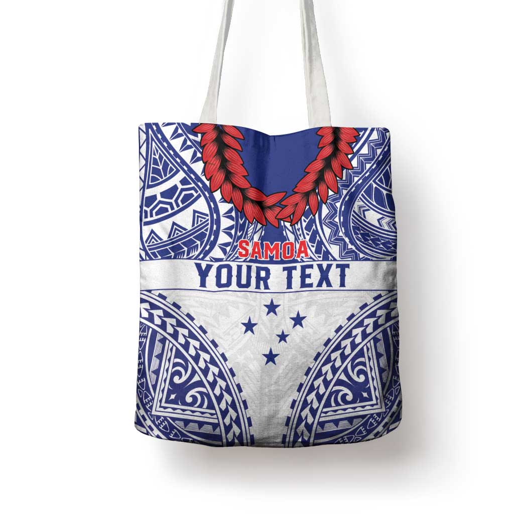Personalised Toa Samoa Rugby Spirit Tote Bag White Samoan Tribal Pattern - Polynesian Pride