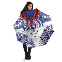 Personalised Toa Samoa Rugby Spirit Umbrella White Samoan Tribal Pattern - Polynesian Pride