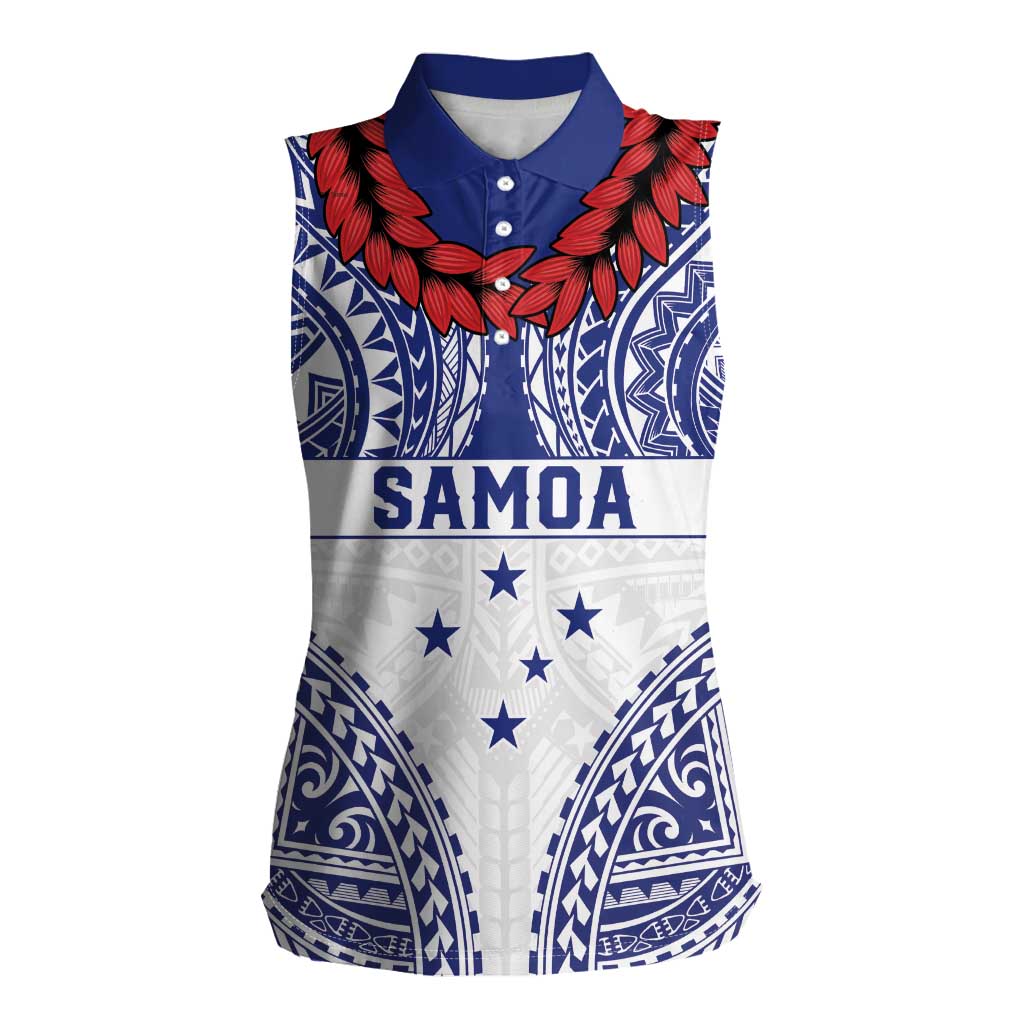 Personalised Toa Samoa Rugby Spirit Women Sleeveless Polo Shirt White Samoan Tribal Pattern LT9 Female White - Polynesian Pride