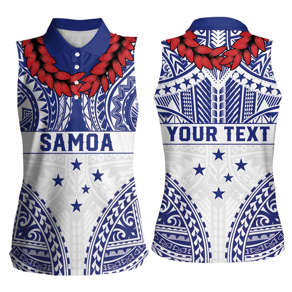 Personalised Toa Samoa Rugby Spirit Women Sleeveless Polo Shirt White Samoan Tribal Pattern LT9 - Polynesian Pride