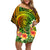 Polynesia Family Matching Off Shoulder Short Dress and Hawaiian Shirt Pasifika Tribal with Tropical Flowers LT9 Mom's Dress Reggae - Polynesian Pride