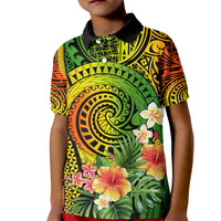 Polynesia Kid Polo Shirt Pasifika Tribal with Tropical Flowers LT9 Kid Reggae - Polynesian Pride