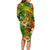 Polynesia Long Sleeve Bodycon Dress Pasifika Tribal with Tropical Flowers LT9 - Polynesian Pride