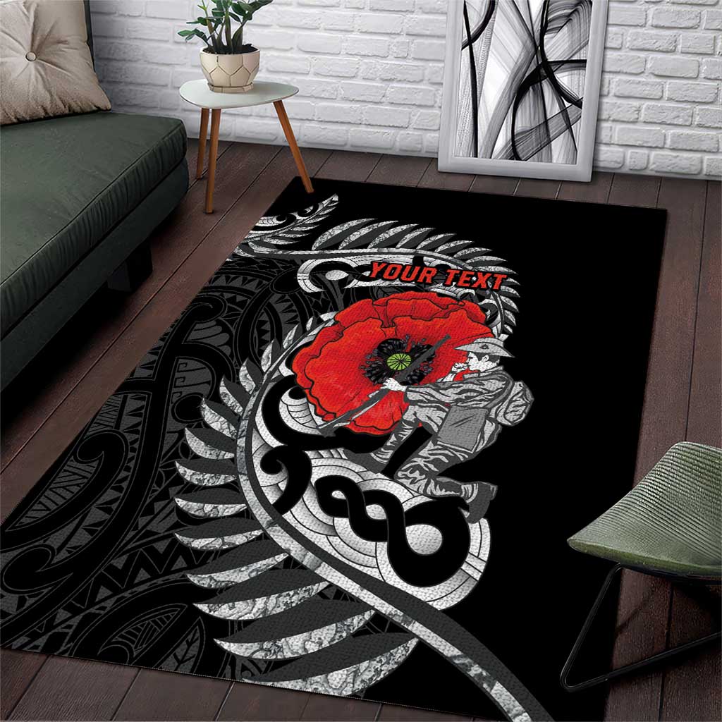 ANZAC Day Aotearoa Silver Fern Maori Personalised Area Rug