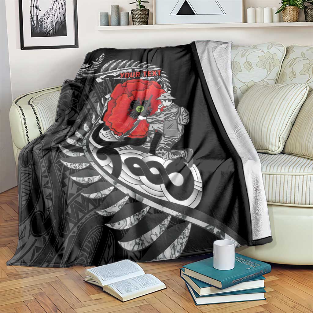 ANZAC Day Aotearoa Silver Fern Maori Personalised Blanket LT9 Black - Polynesian Pride