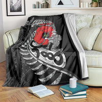 ANZAC Day Aotearoa Silver Fern Maori Personalised Blanket LT9 Black - Polynesian Pride