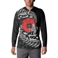 ANZAC Day Aotearoa Silver Fern Maori Personalised Button Sweatshirt LT9 - Polynesian Pride