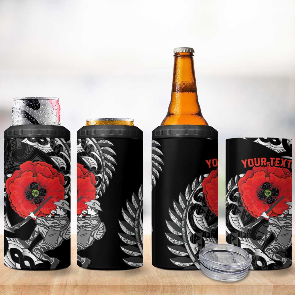 ANZAC Day Aotearoa Silver Fern Maori Personalised 4 in 1 Can Cooler Tumbler LT9 - Polynesian Pride