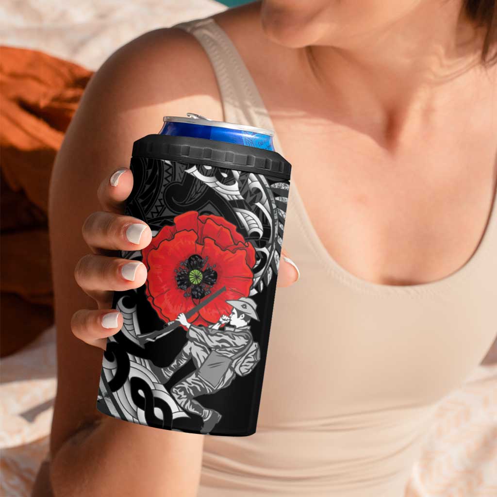 ANZAC Day Aotearoa Silver Fern Maori Personalised 4 in 1 Can Cooler Tumbler LT9 - Polynesian Pride