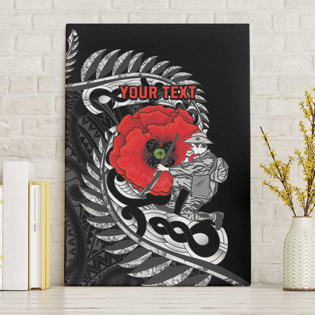 ANZAC Day Aotearoa Silver Fern Maori Personalised Canvas Wall Art LT9 Without Frame Black - Polynesian Pride