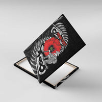 ANZAC Day Aotearoa Silver Fern Maori Personalised Canvas Wall Art LT9 With Frame Black - Polynesian Pride