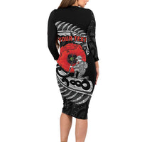 ANZAC Day Aotearoa Silver Fern Maori Personalised Family Matching Long Sleeve Bodycon Dress and Hawaiian Shirt
