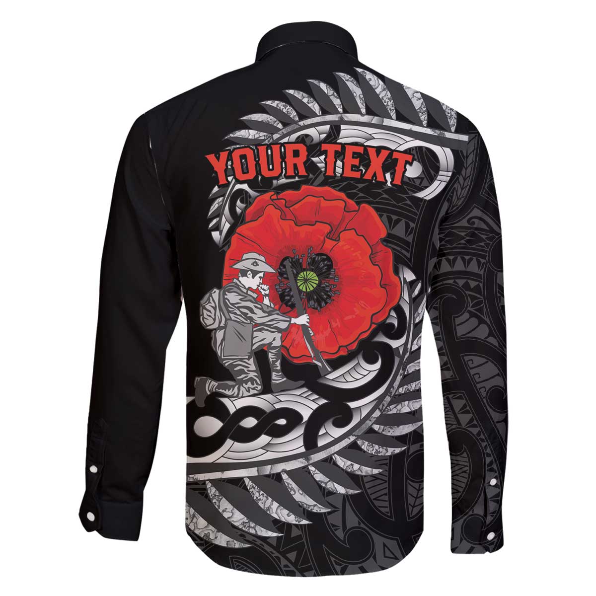 ANZAC Day Aotearoa Silver Fern Maori Personalised Family Matching Off The Shoulder Long Sleeve Dress and Hawaiian Shirt