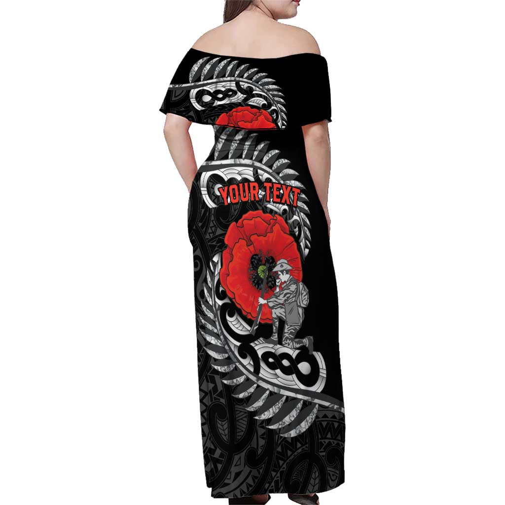 ANZAC Day Aotearoa Silver Fern Maori Personalised Family Matching Off Shoulder Maxi Dress and Hawaiian Shirt