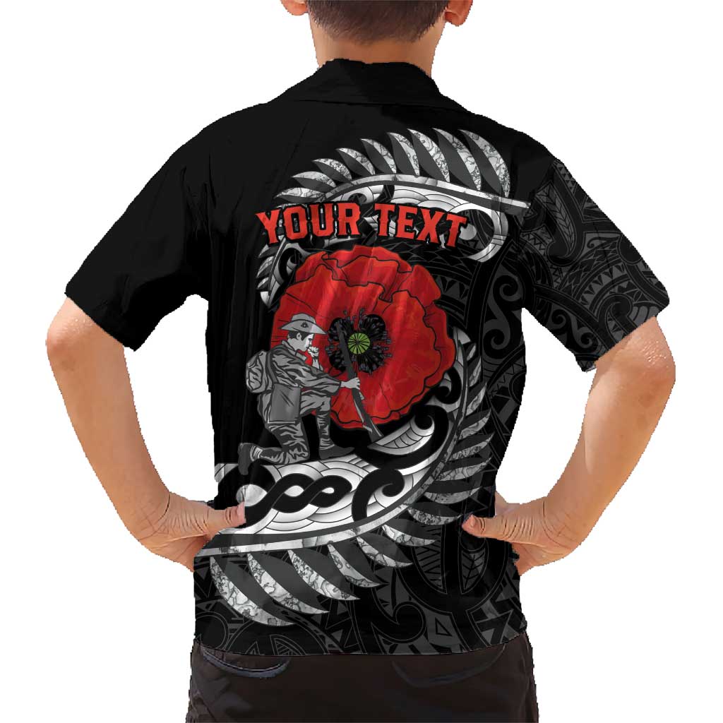 ANZAC Day Aotearoa Silver Fern Maori Personalised Family Matching Short Sleeve Bodycon Dress and Hawaiian Shirt