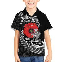 ANZAC Day Aotearoa Silver Fern Maori Personalised Family Matching Short Sleeve Bodycon Dress and Hawaiian Shirt