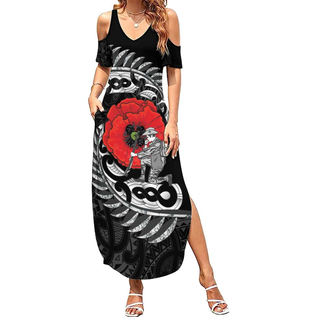 ANZAC Day Aotearoa Silver Fern Maori Personalised Family Matching Summer Maxi Dress and Hawaiian Shirt