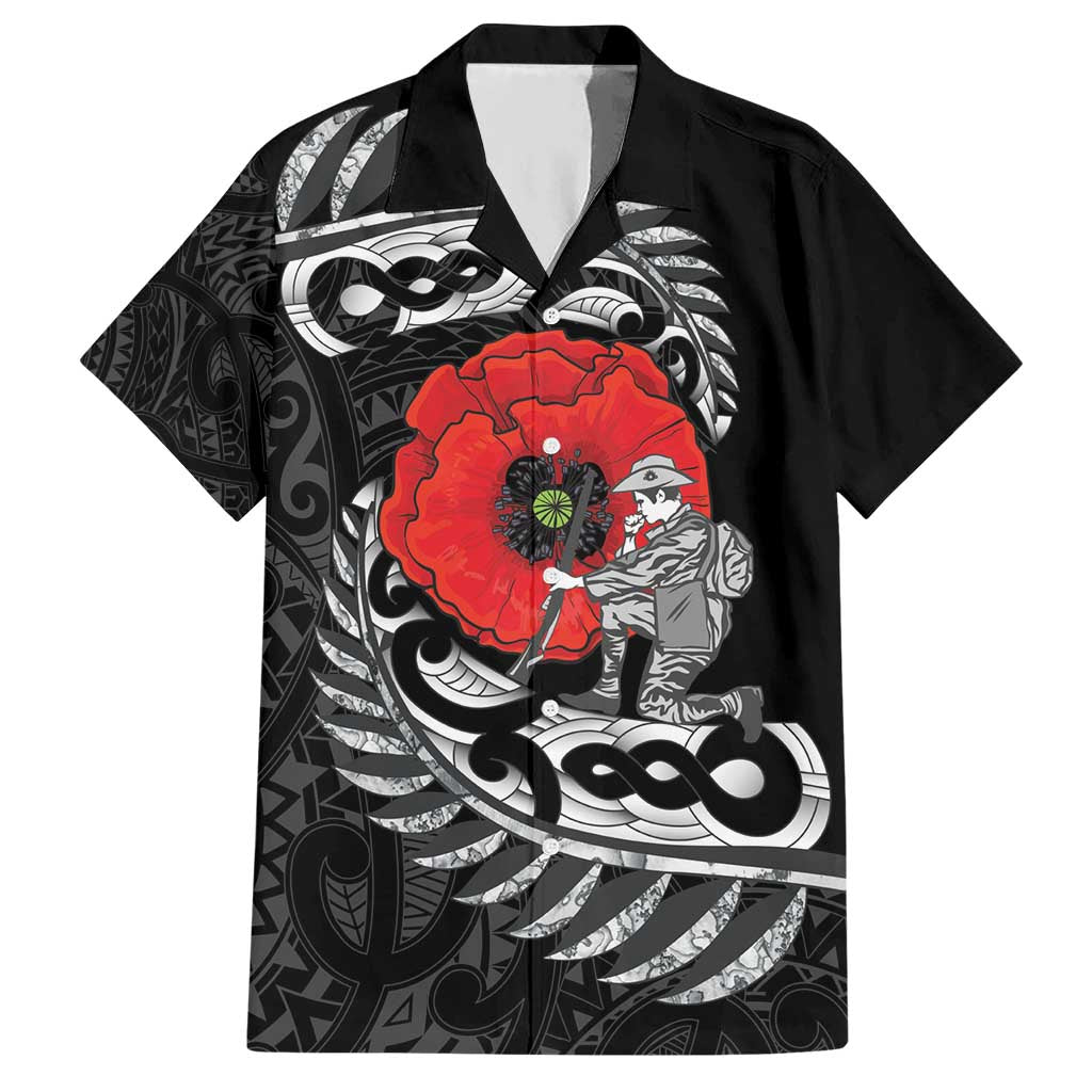 ANZAC Day Aotearoa Silver Fern Maori Personalised Hawaiian Shirt LT9 Black - Polynesian Pride