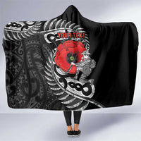 ANZAC Day Aotearoa Silver Fern Maori Personalised Hooded Blanket LT9 One Size Black - Polynesian Pride