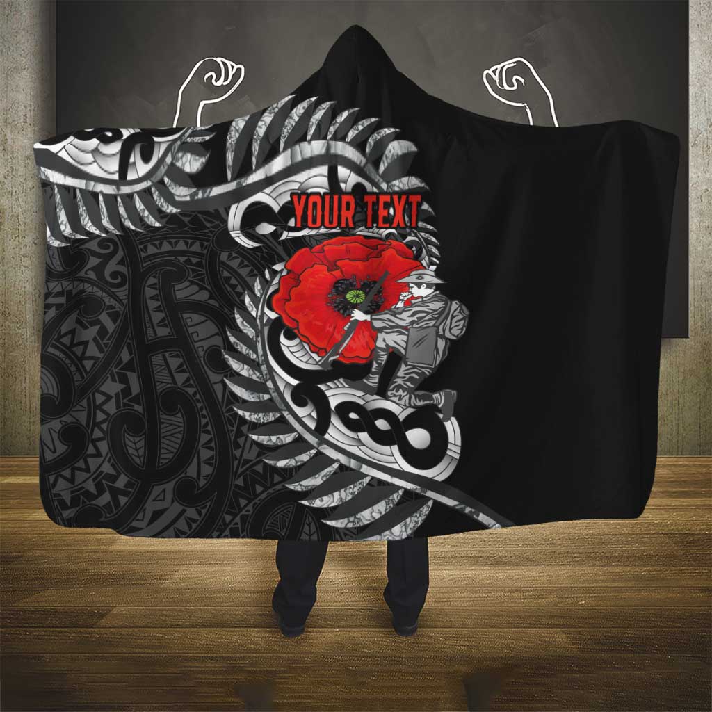 ANZAC Day Aotearoa Silver Fern Maori Personalised Hooded Blanket LT9 - Polynesian Pride