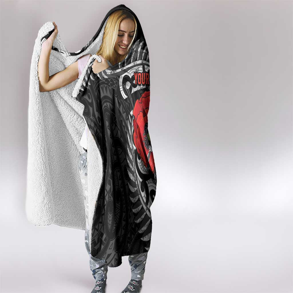ANZAC Day Aotearoa Silver Fern Maori Personalised Hooded Blanket LT9 - Polynesian Pride