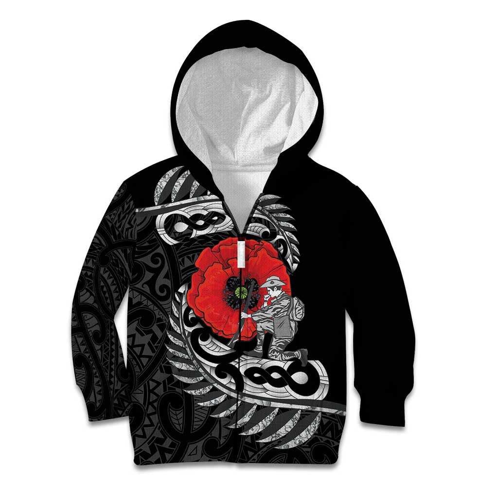 ANZAC Day Aotearoa Silver Fern Maori Personalised Kid Hoodie
