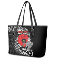 ANZAC Day Aotearoa Silver Fern Maori Personalised Leather Tote Bag