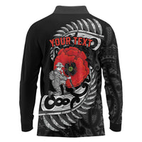 ANZAC Day Aotearoa Silver Fern Maori Personalised Long Sleeve Polo Shirt