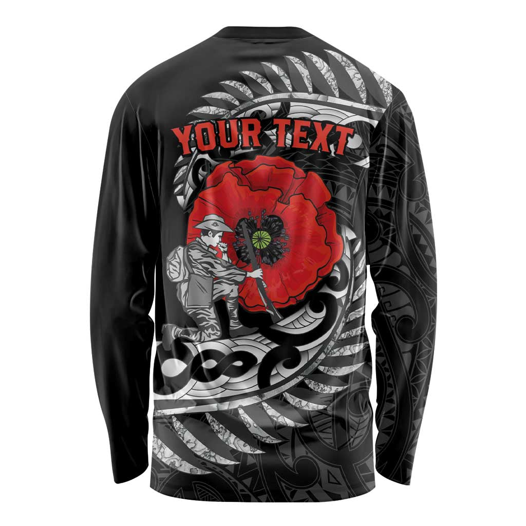 ANZAC Day Aotearoa Silver Fern Maori Personalised Long Sleeve Shirt LT9 - Polynesian Pride