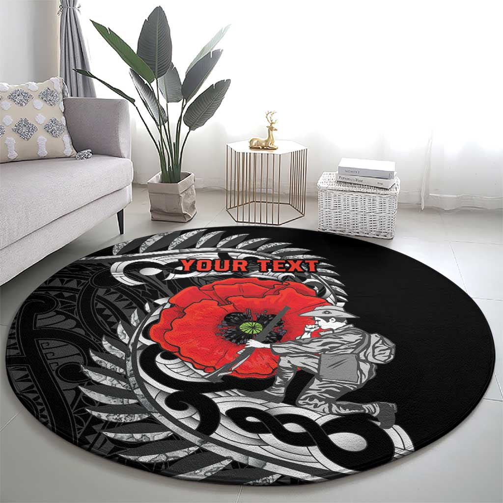 ANZAC Day Aotearoa Silver Fern Maori Personalised Round Carpet