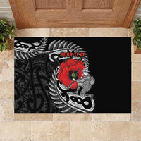 ANZAC Day Aotearoa Silver Fern Maori Personalised Rubber Doormat LT9 Black - Polynesian Pride