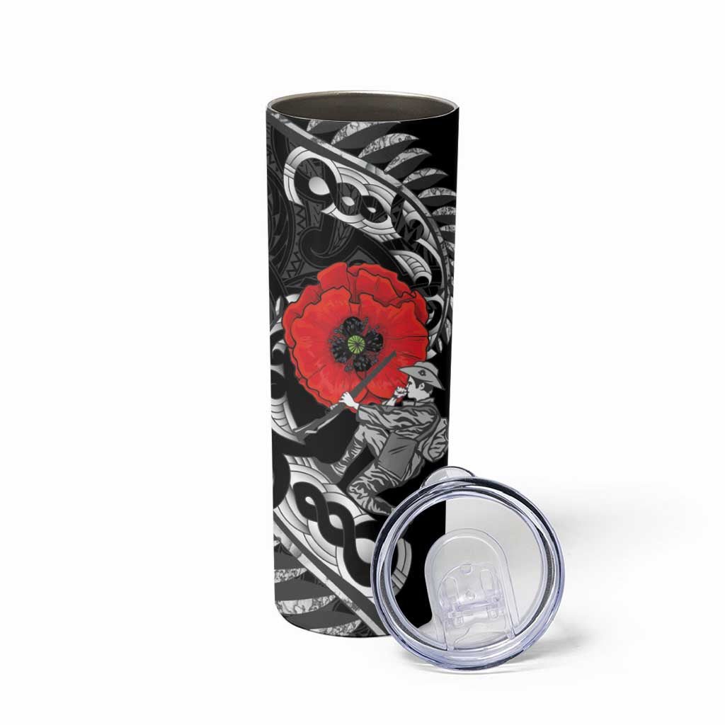 ANZAC Day Aotearoa Silver Fern Maori Personalised Skinny Tumbler