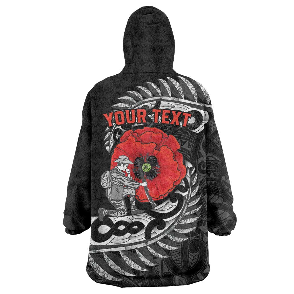 ANZAC Day Aotearoa Silver Fern Maori Personalised Wearable Blanket Hoodie LT9 - Polynesian Pride