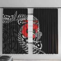 ANZAC Day Aotearoa Silver Fern Maori Personalised Window Curtain LT9 With Hooks Black - Polynesian Pride