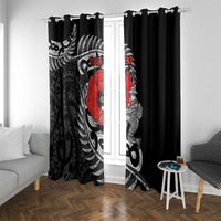 ANZAC Day Aotearoa Silver Fern Maori Personalised Window Curtain LT9 With Grommets Black - Polynesian Pride